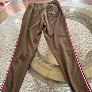 MONCLER Kids Jogger Trousers 14 Olive Striped Logo Authentic